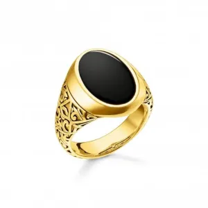 Rebel At Heart Gold Plated Black Ring TR2242-177-11