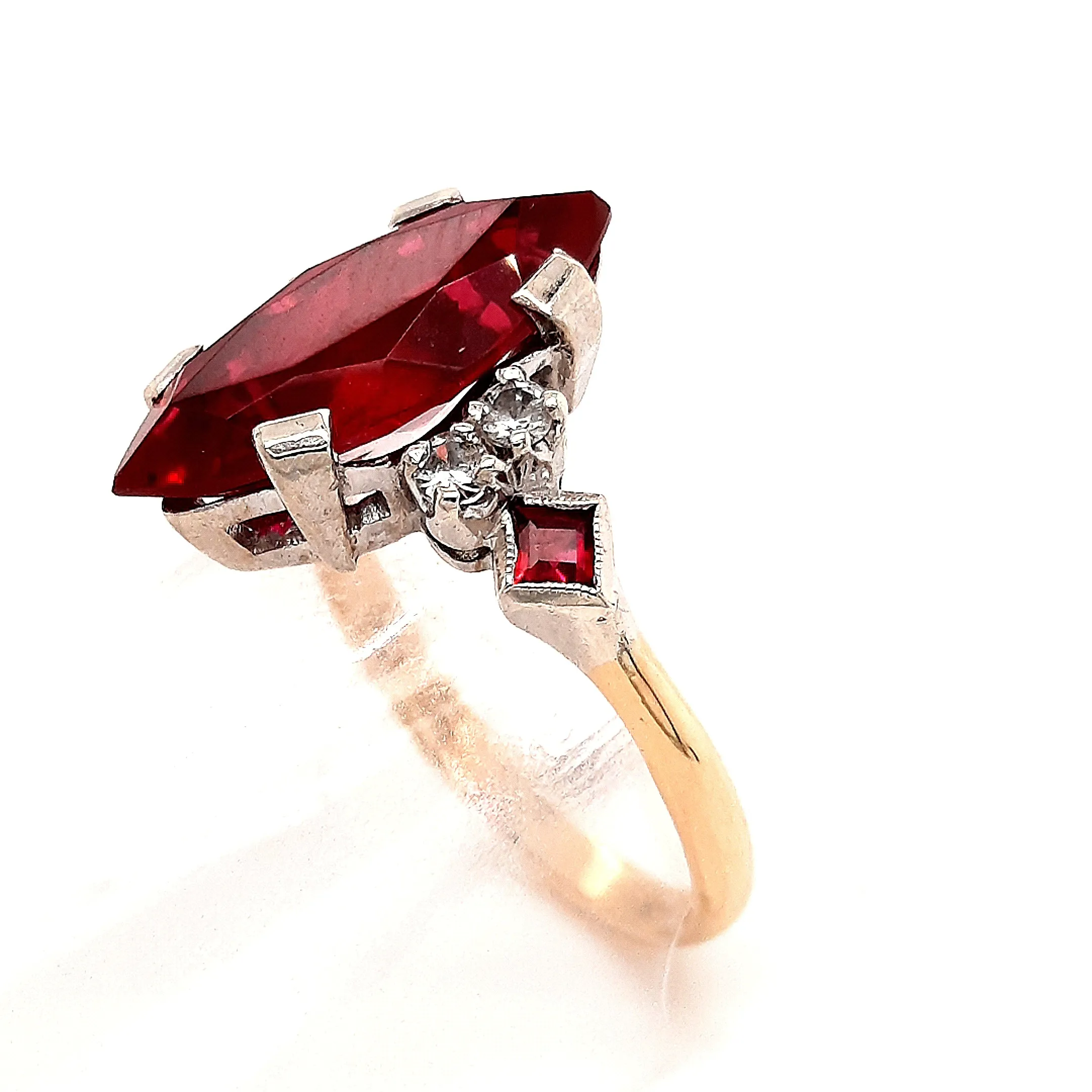 Ruby & Cubic Zirconia 9ct Yellow Gold Dress Ring