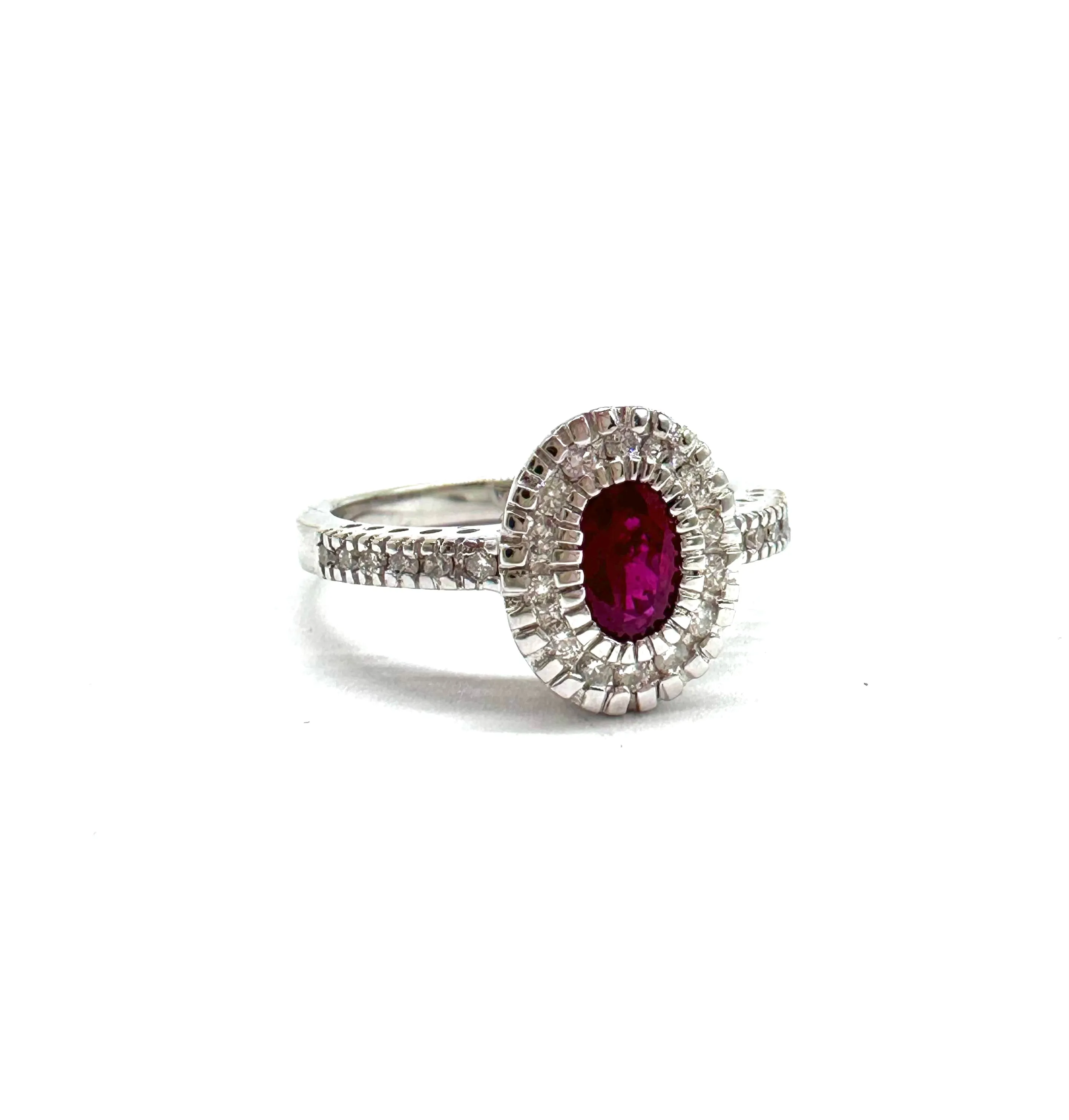 Ruby and Diamond Halo Ring