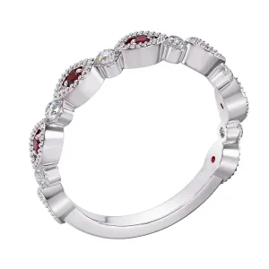 Scalloped Diamond and Ruby Band