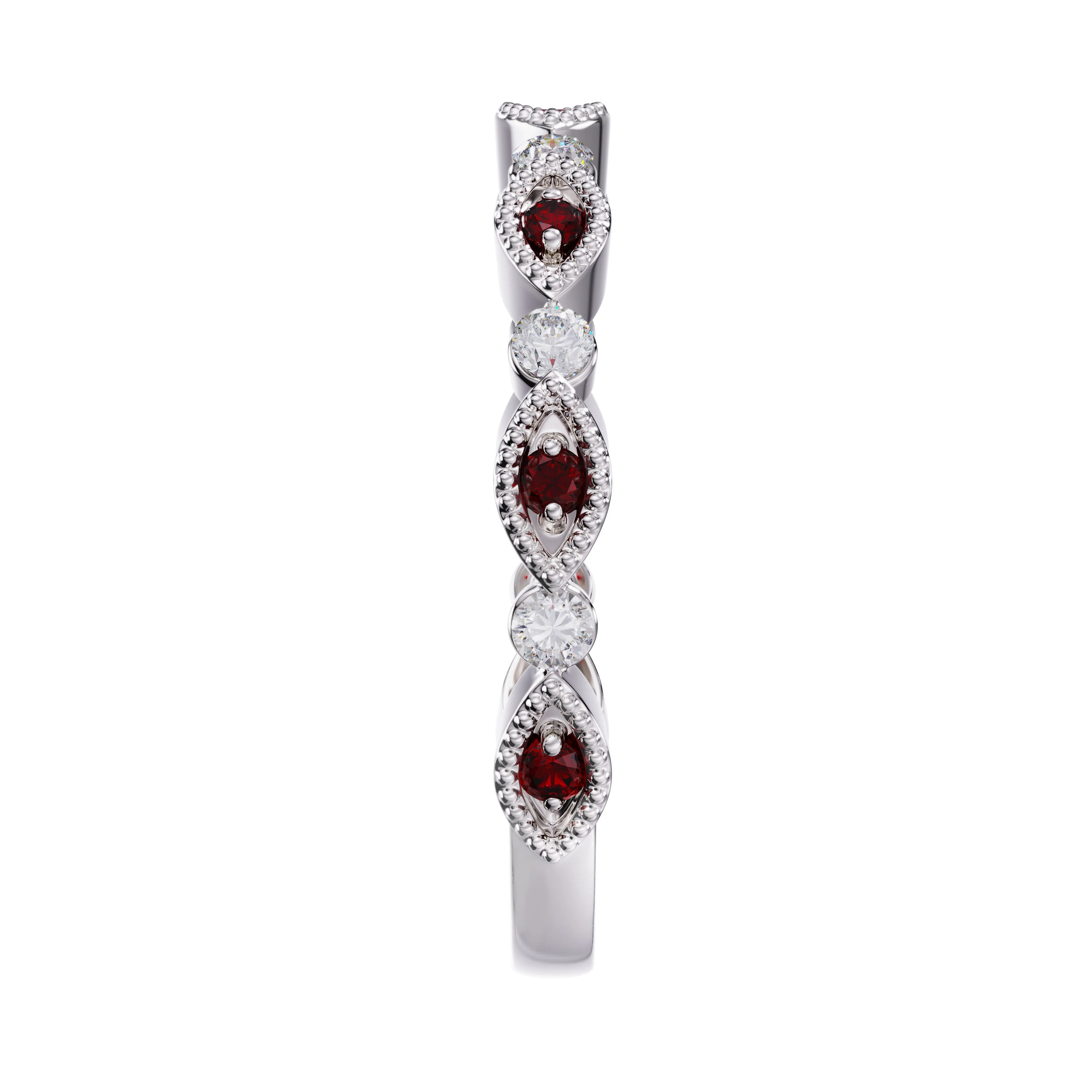 Scalloped Diamond and Ruby Band