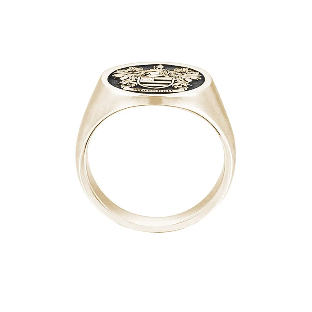 Signet Oval Ring Base For Family Crest - Solid Gold