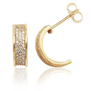 Silver & Co Yellow Gold 3-Row CZ Hoop Stud Earrings SEG0034Y