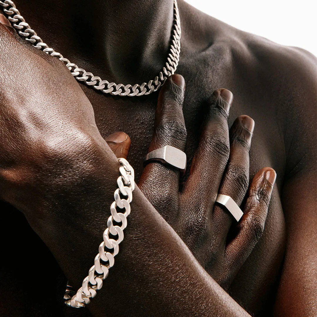 Silver Brushed Rectangle Ring