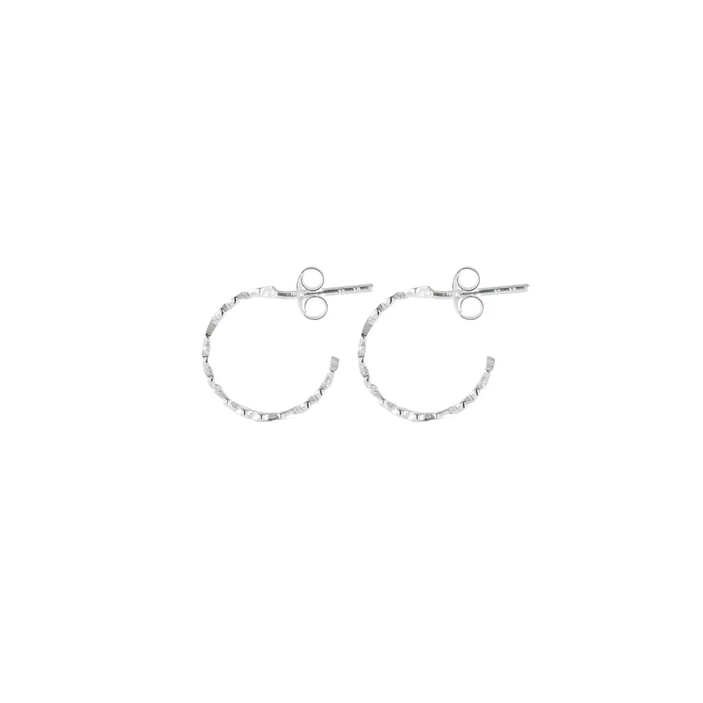 Silver Heart Hoop Stud Earrings