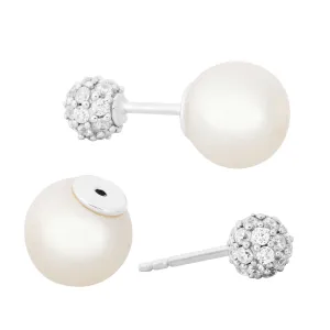 Silver White Pearl Earrings - BJSESE1151WP