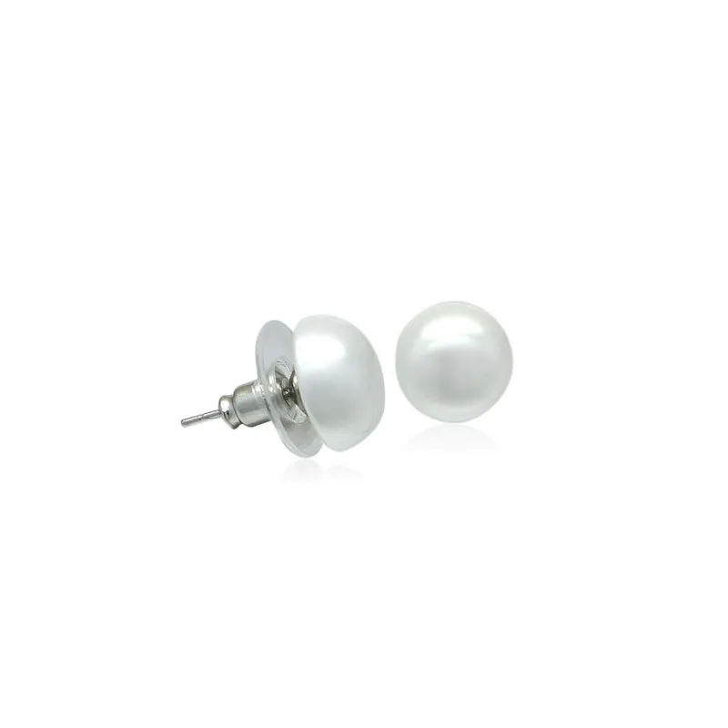 Simulated Pearl 8mm Button Earring