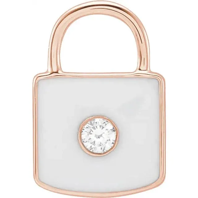 Sincerely, Springer's Rose Gold White Enamel and Diamond Locket Charm