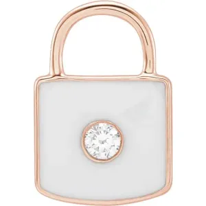 Sincerely, Springer's Rose Gold White Enamel and Diamond Locket Charm