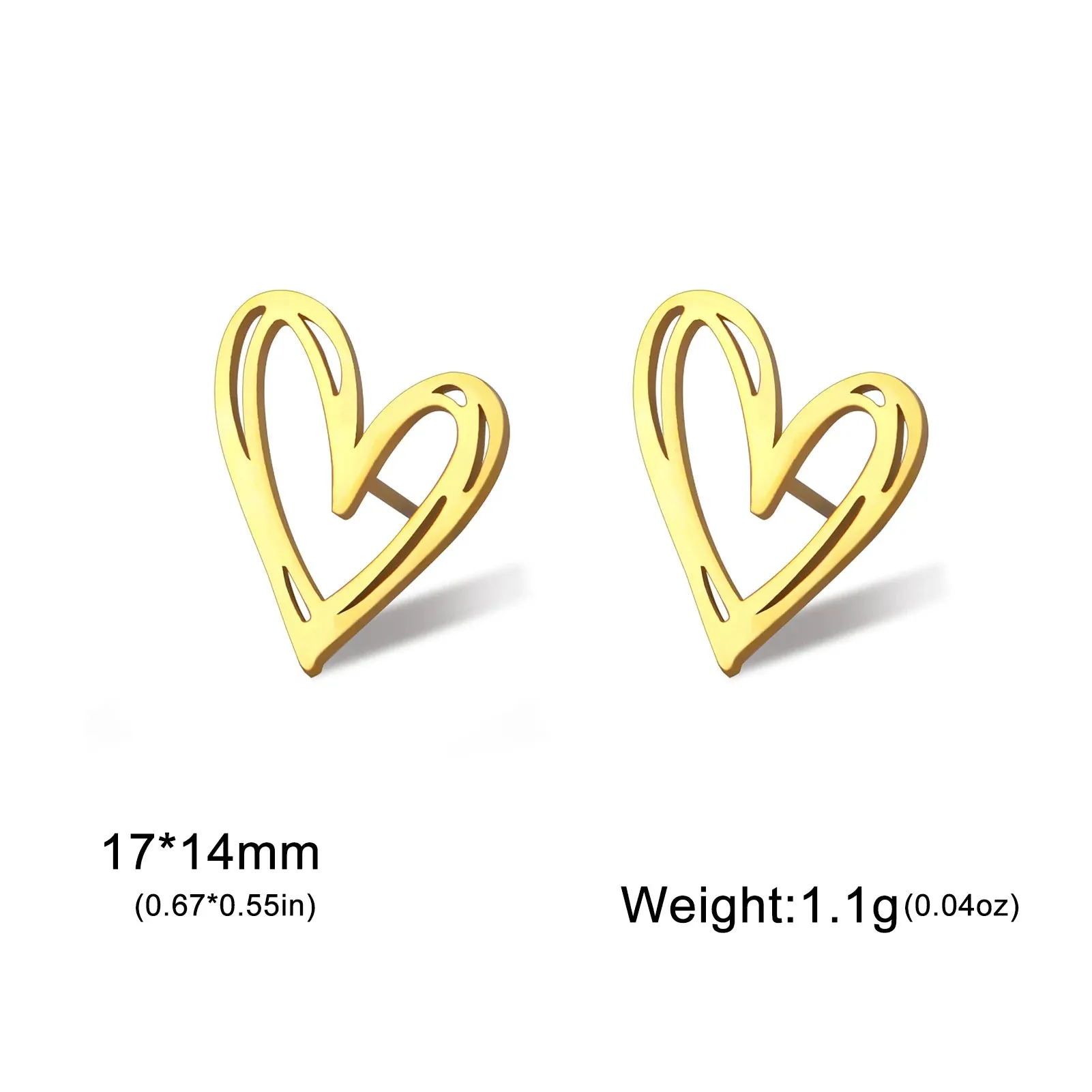 Sipuris Hollow Love Stud Earrings For Women Stainless Steel Trendy Irregular Geometry Earrings Jewelry Weddings Gifts Wholesale