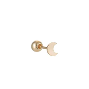 Solid Gold Moon Stud Single Earring, 14k