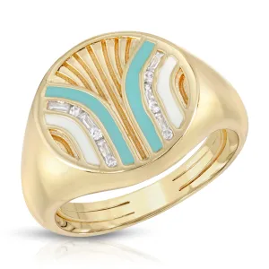 South Beach Signet Ring- Turquoise/White