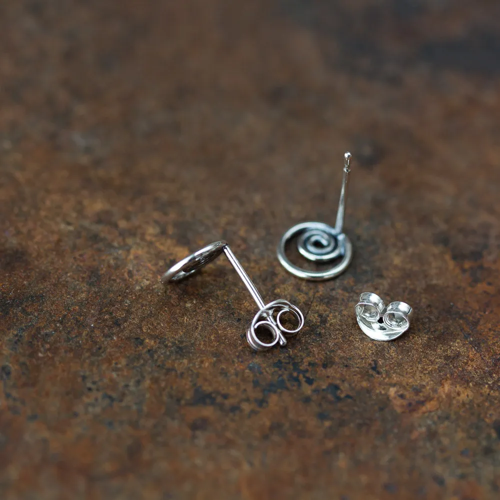 Spiral In A Circle, Sterling Silver Studs