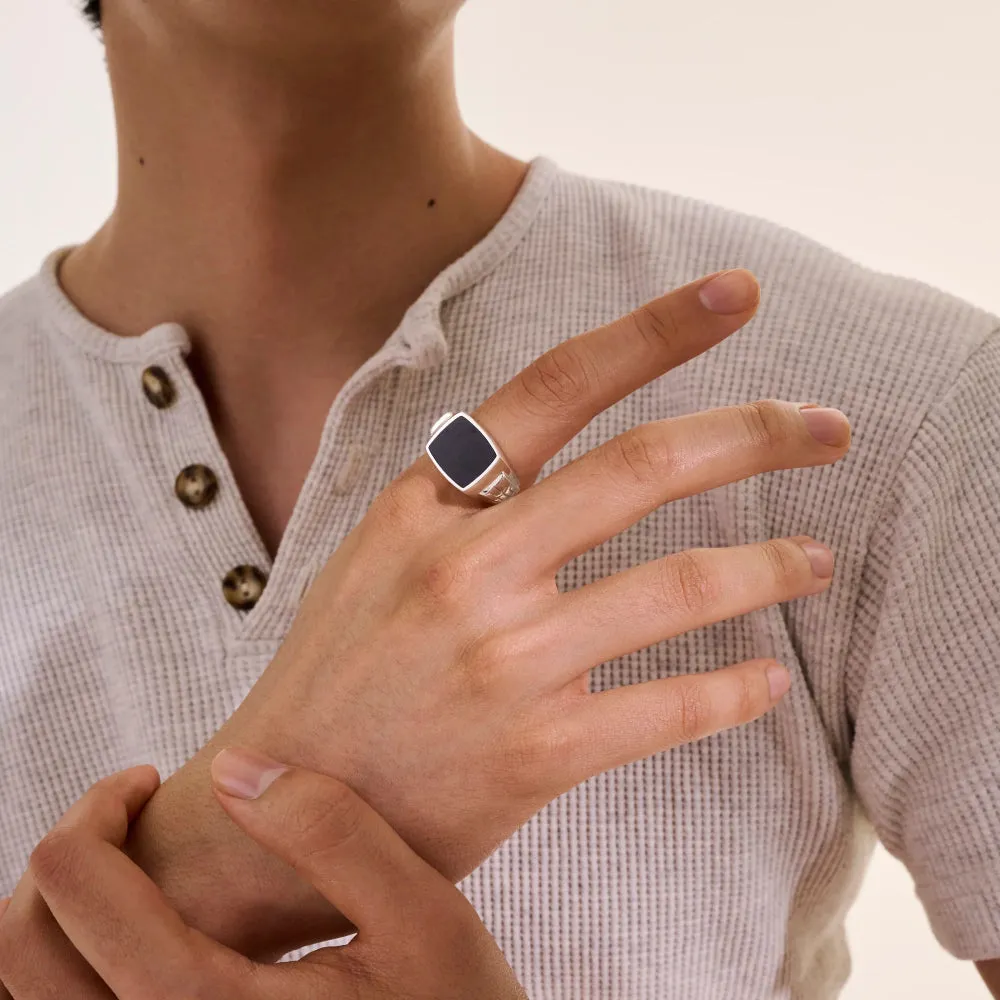 Sterling Silver Black Onyx Signet Ring