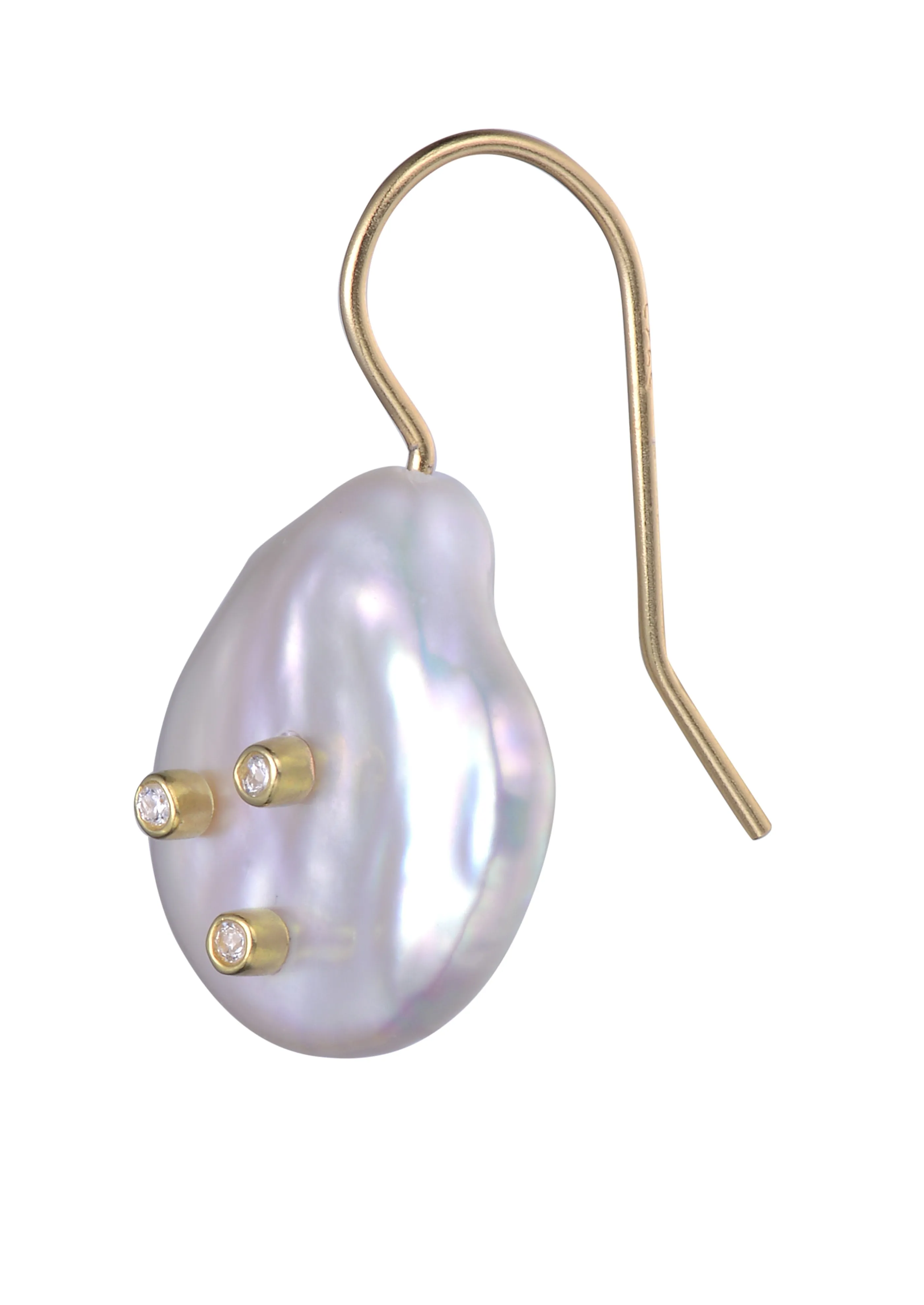 Sterling Silver Gold Plated with Genuine Freshwater Pearl and Beads Hook Earrings