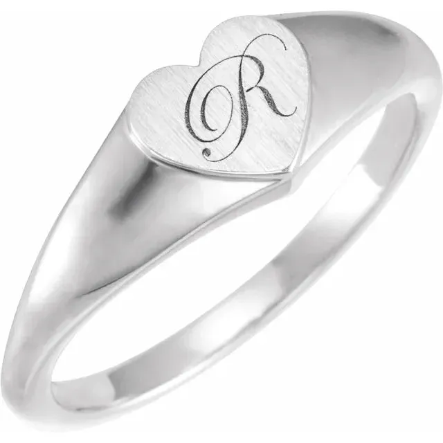 Sterling Silver Heart Signet Ring