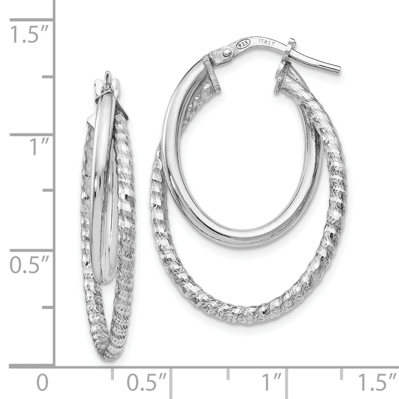 Sterling Silver Polished D.C Oval Hoop Earrings