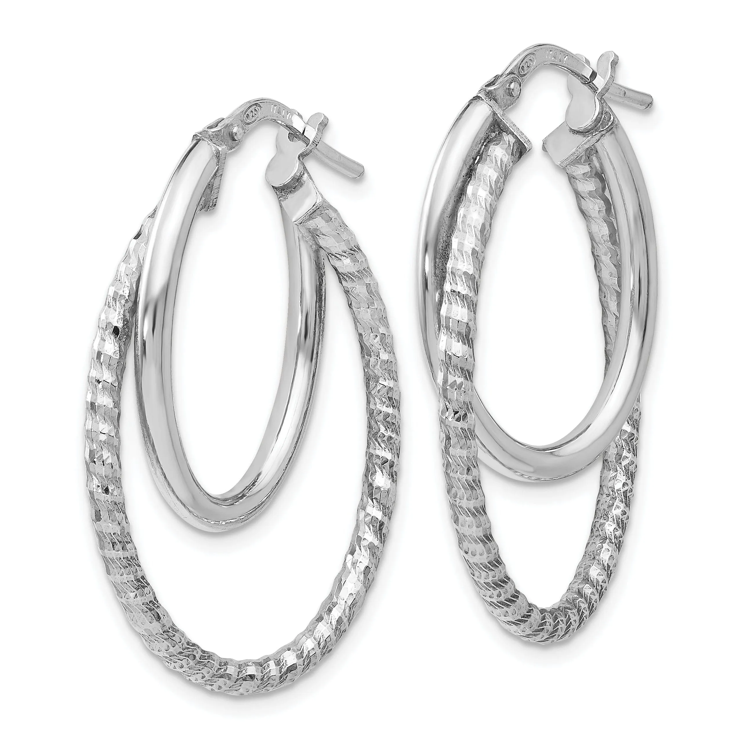 Sterling Silver Polished D.C Oval Hoop Earrings