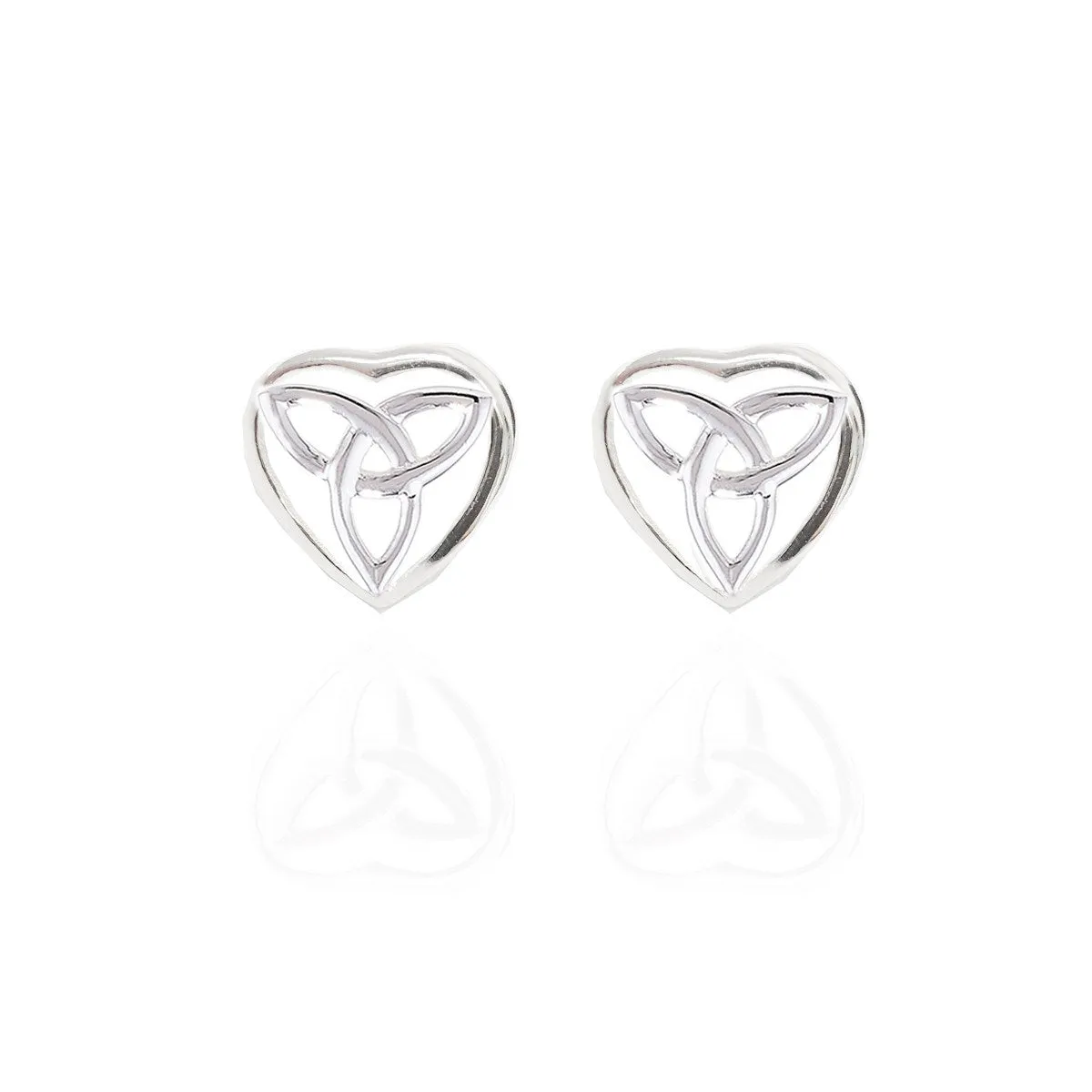 Sterling Silver Trinity Heart Stud Earrings