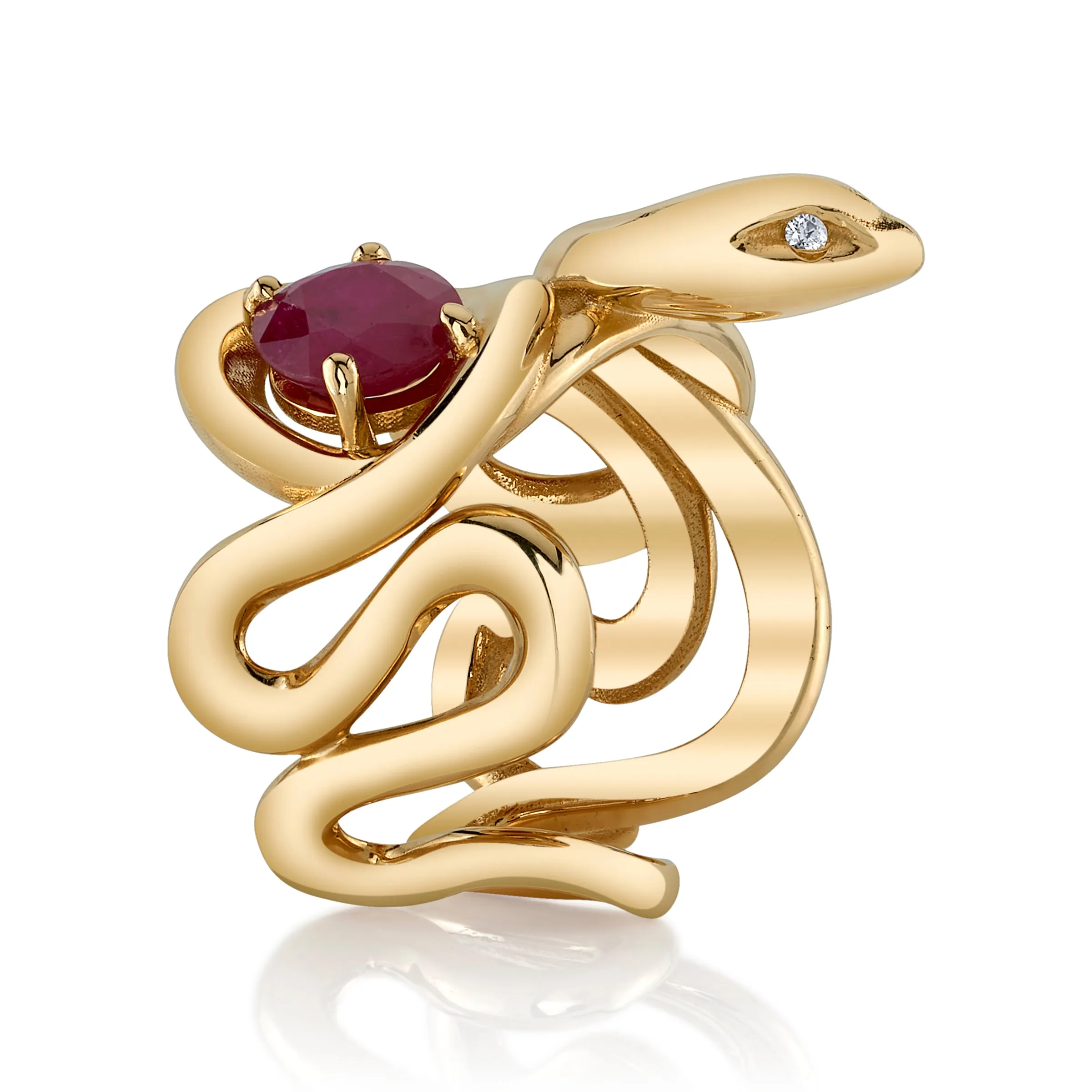 Stone Snake Ring with Diamond Eyes