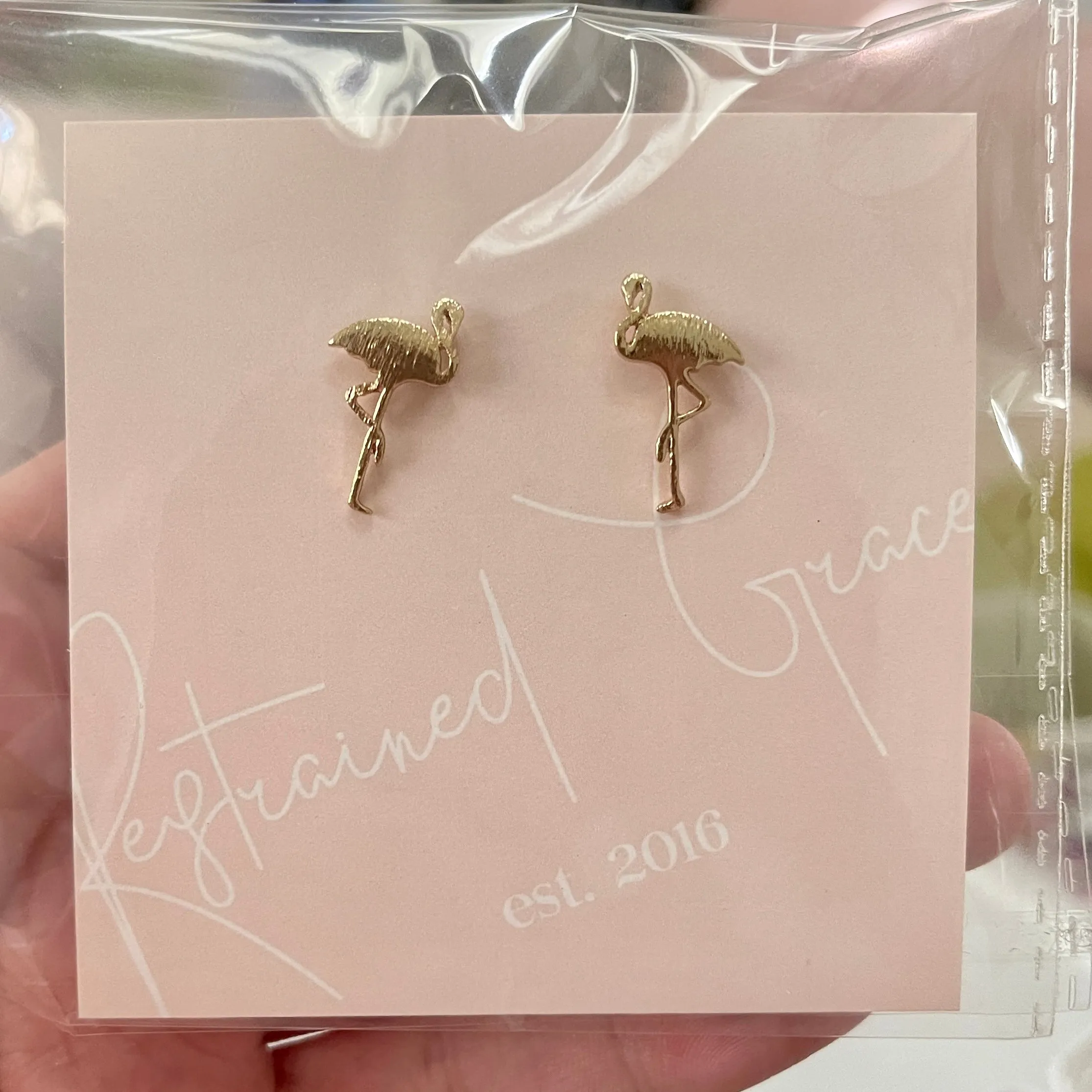 Swinging Flamingos Stud Earrings - Sample Sale