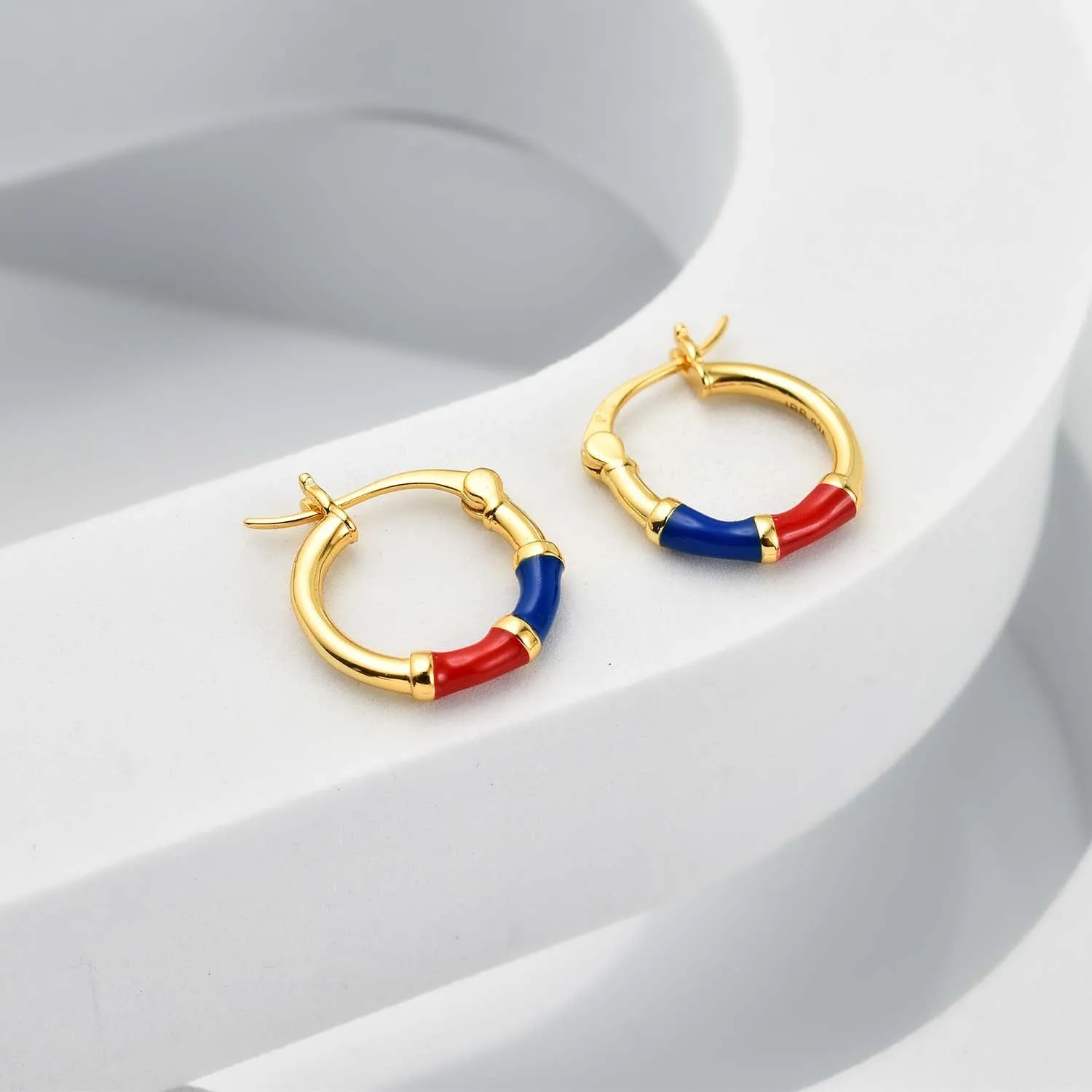 Taffy Enamel Bamboo Hoop Earrings