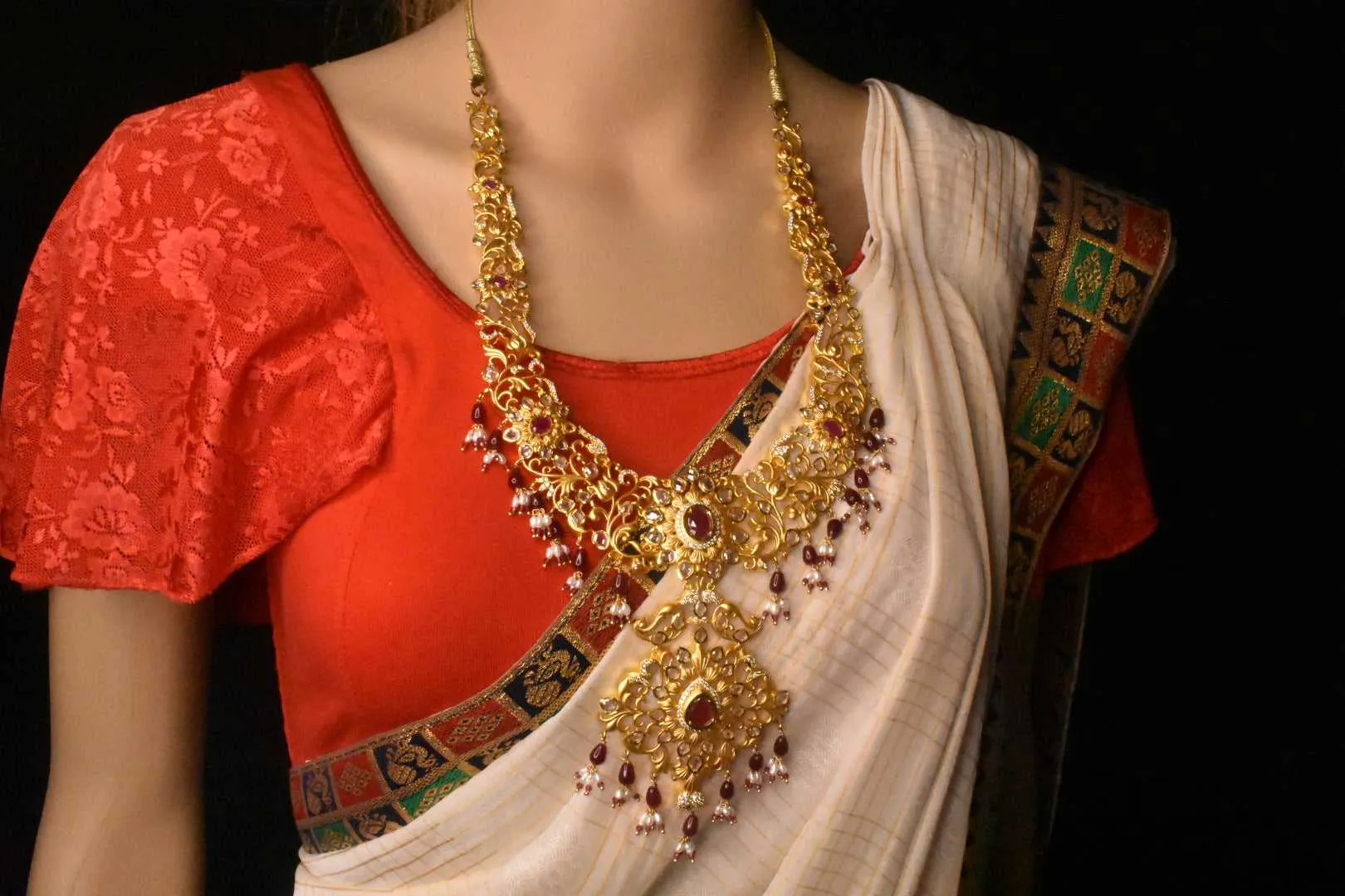 Traditional One Gram Gold Pachi Bridal Haar