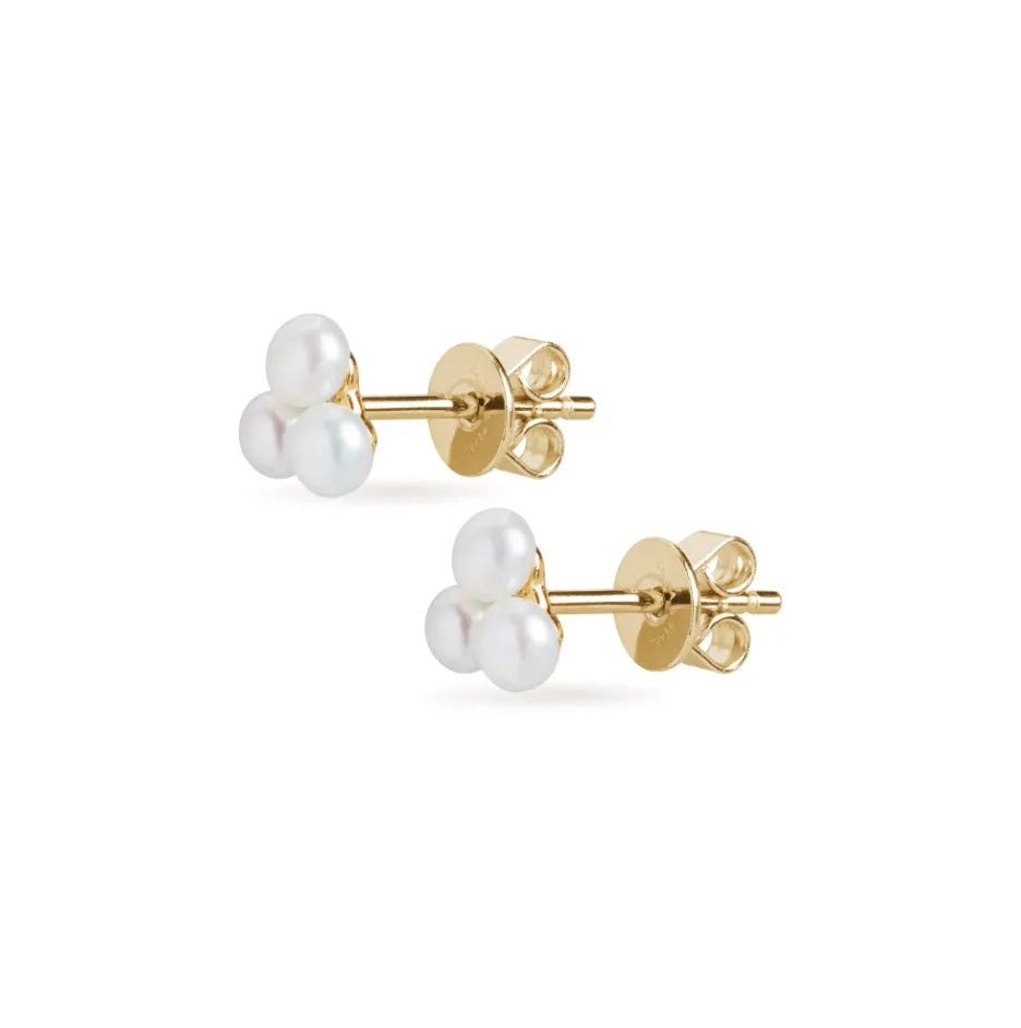 Trio Pearl Stud Earrings