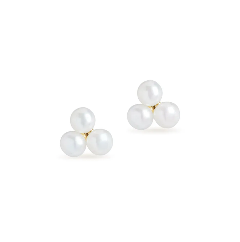 Trio Pearl Stud Earrings