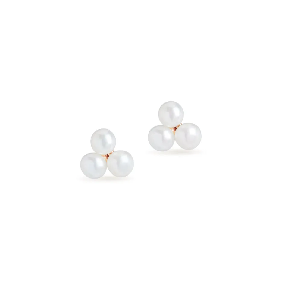 Trio Pearl Stud Earrings