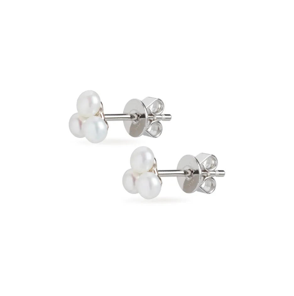 Trio Pearl Stud Earrings