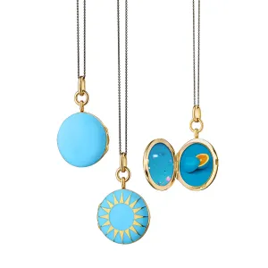 Turquoise Enamel and Vermeil Round Locket