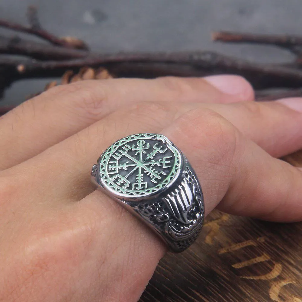 Vegvisir Compass Drakkar Ring - Stainless Steel