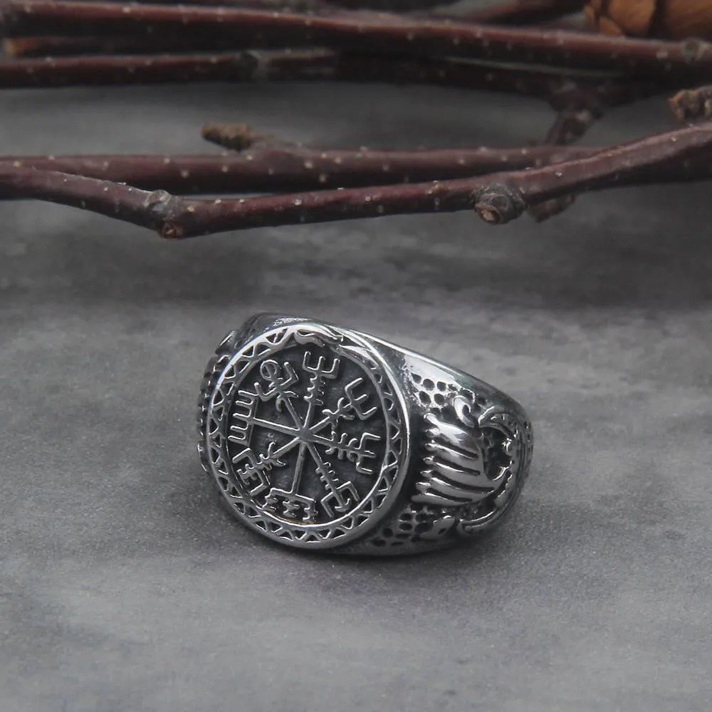 Vegvisir Compass Drakkar Ring - Stainless Steel