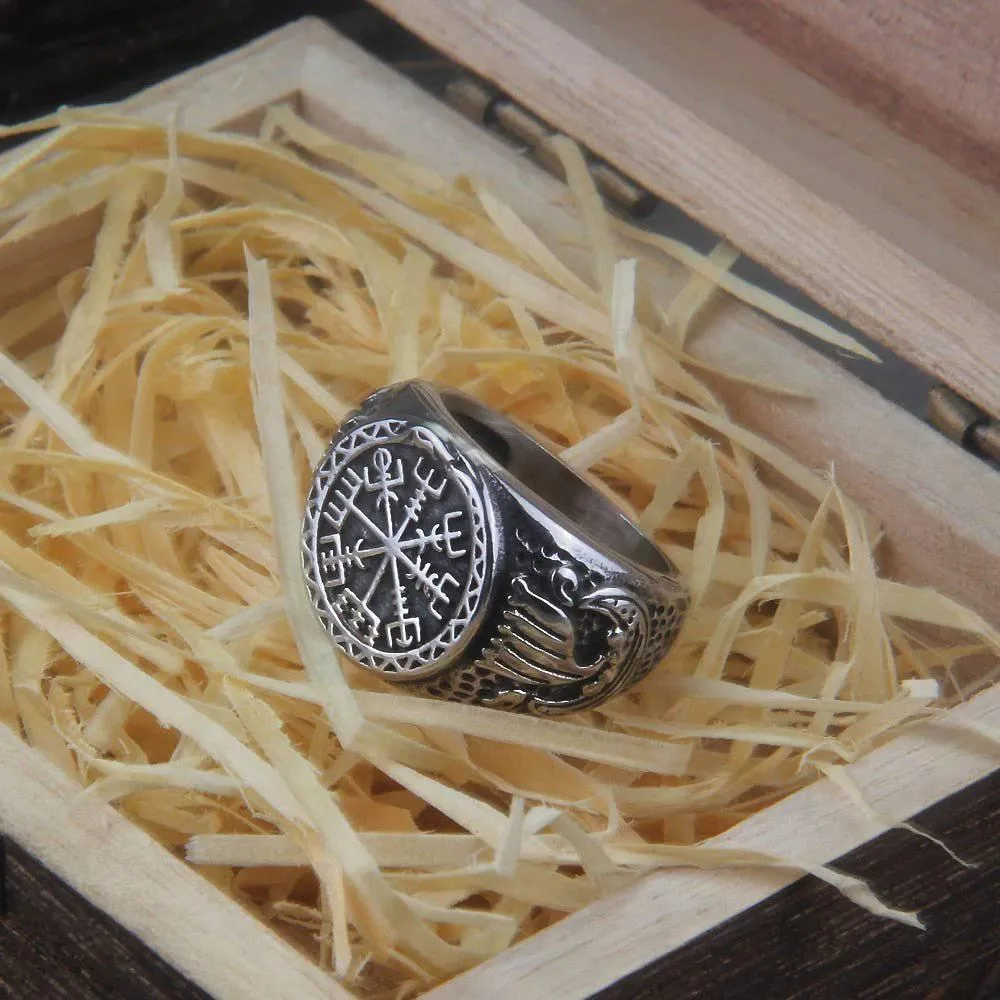 Vegvisir Compass Drakkar Ring - Stainless Steel