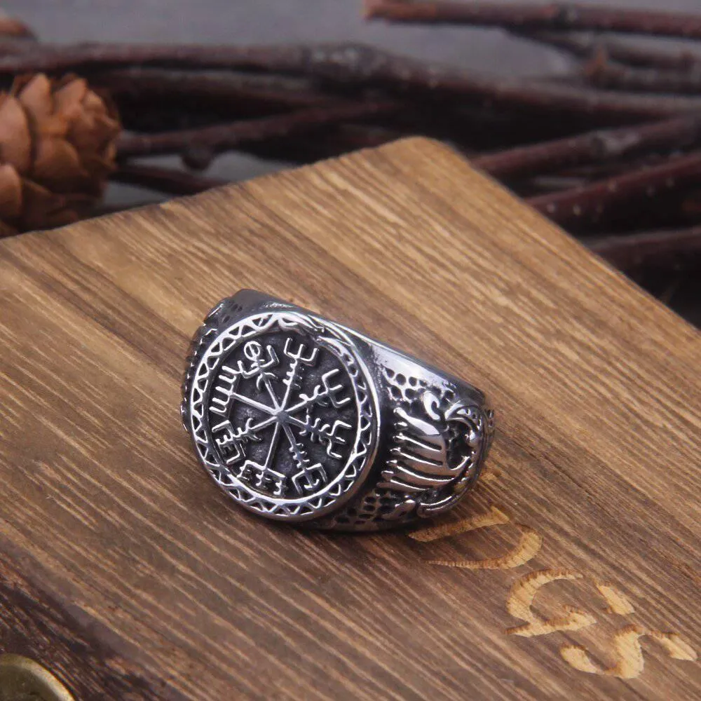 Vegvisir Compass Drakkar Ring - Stainless Steel