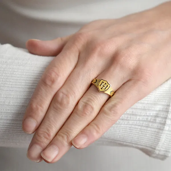 Victorian English 18kt Enamel & Woven Hair Mourning Ring