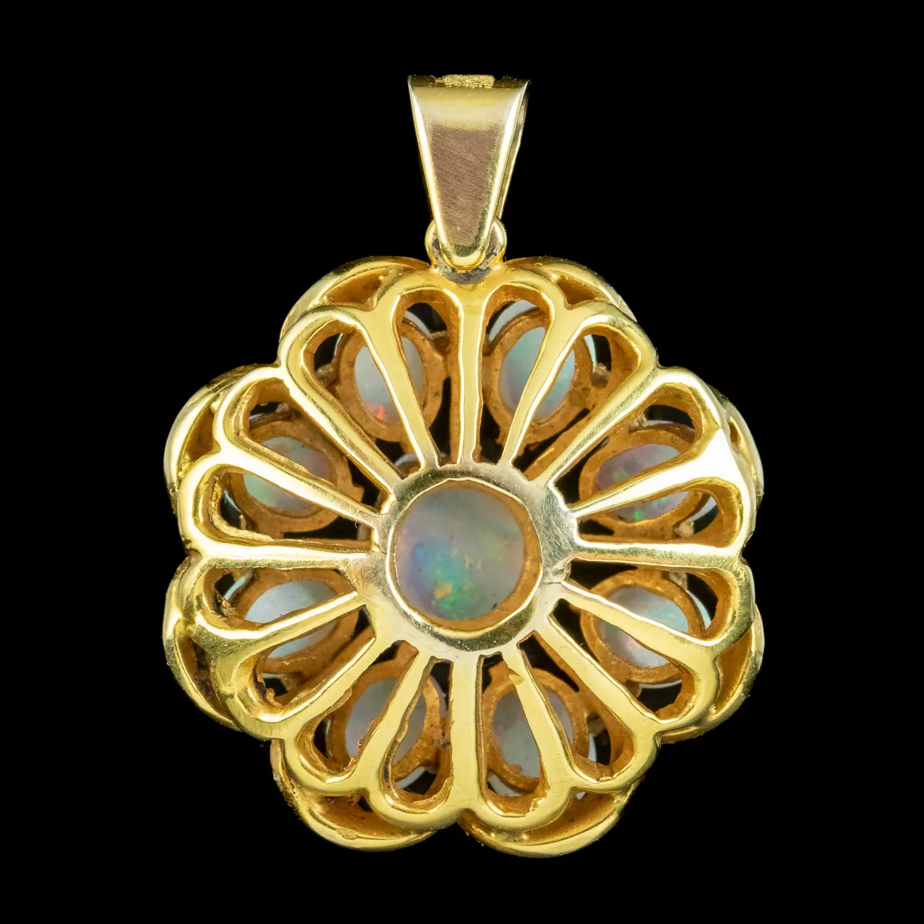 Vintage Opal Flower Pendant 18ct Gold 3.2ct Total