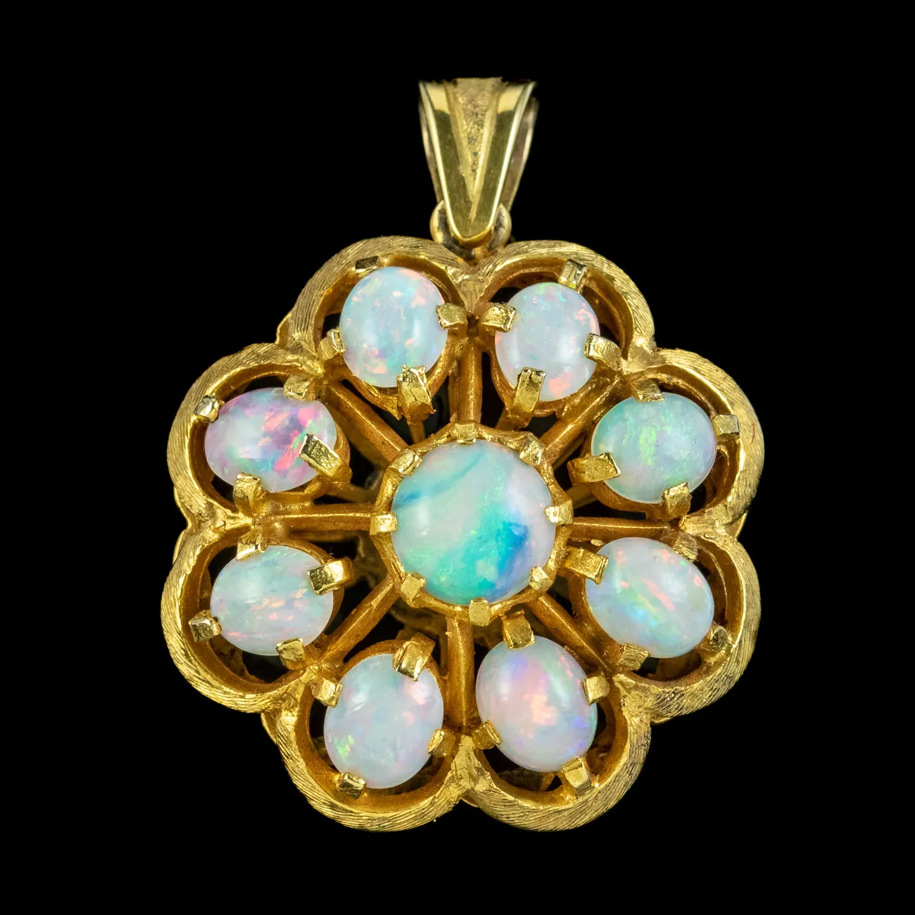 Vintage Opal Flower Pendant 18ct Gold 3.2ct Total