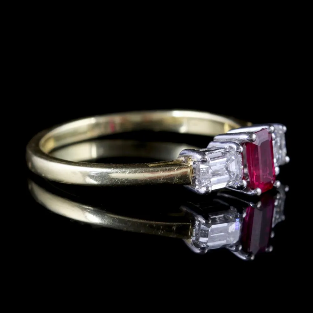 Vintage Ruby Diamond Ring 18Ct Gold Engagement Ring Birmingham 1960