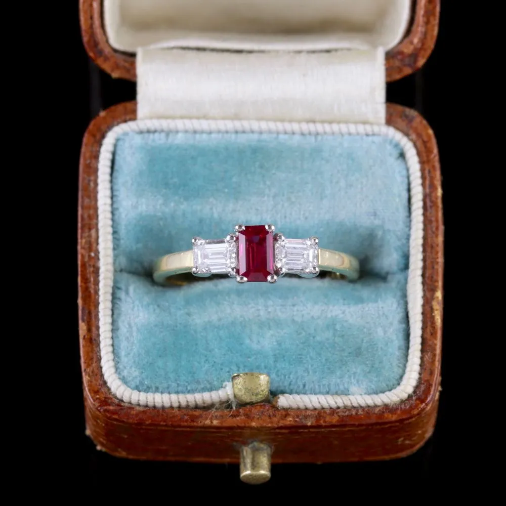 Vintage Ruby Diamond Ring 18Ct Gold Engagement Ring Birmingham 1960