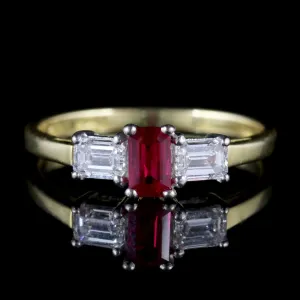 Vintage Ruby Diamond Ring 18Ct Gold Engagement Ring Birmingham 1960