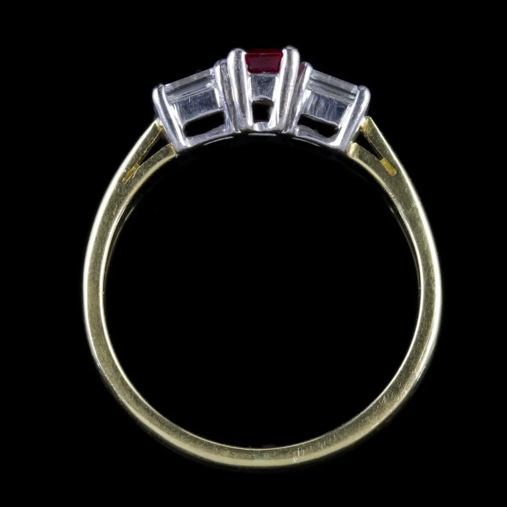 Vintage Ruby Diamond Ring 18Ct Gold Engagement Ring Birmingham 1960