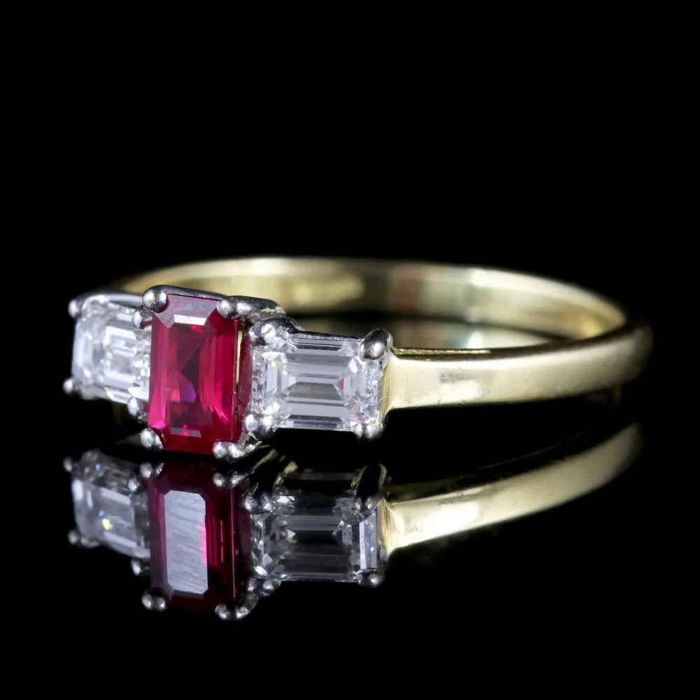 Vintage Ruby Diamond Ring 18Ct Gold Engagement Ring Birmingham 1960